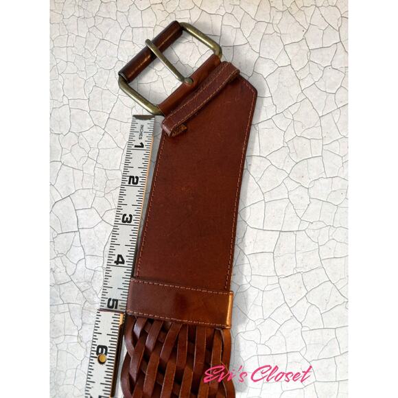 Belt Women Vintage German Made Brown Hipster Genuine Leather Size 36 Check Desc - Picture 8 of 9